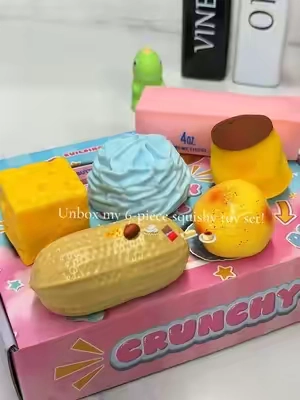 Enjoy the ultimate satisfying crunch of this squeezable stress toy set💛✨ #squishyasmr#squishtok#squishy#crunchy#TikTokshopbacktoschool
