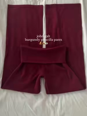 my fav color 🍂 #pacsun #johngalt #TikTokshopbacktoschool #fallfashion #outfitinspo john galt red burgundy priscilla pants low rise yoga pants fall school outfit inspo ideas simple