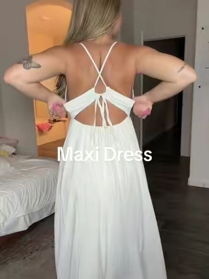 A white maxi dress is a closet staple! #maxidress #whitedress #TikTokshopbacktoschool #bridaldress #backless 