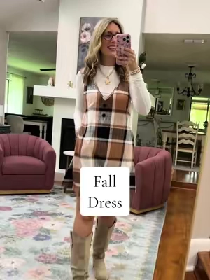 The cutest fall dress that comes with a matching shirt to layer with! Perfect dress for the pumpkin patch and all the fall festivities! True to size. @WIHOLL FASHION 