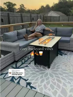 Replying to @Christine | Motherhood 🤍 This patio sectional is so nice!! Perfect for our deck. #patiofurniture #patioset #outdoorsectional #outdoorfurniture #backyardvibes @MAISON BACKYARDS 