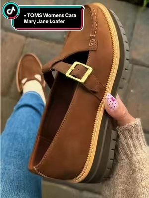 TOMS Womens Cara Mary Jane Loafer Hot Cocoa Nubuck Leather shoes, fall shoes #toms #tomsshoes #loafers #maryjaneshoes #tiktokshopcreatorpicks 
