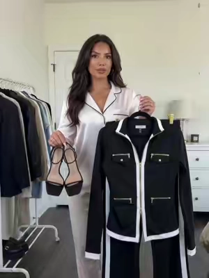 Chic 2‑way zipper stand collar top & straight leg pants set#falloutfit #OOTD #twopieceoutfit #casualoutfits #tiktokshopschool 