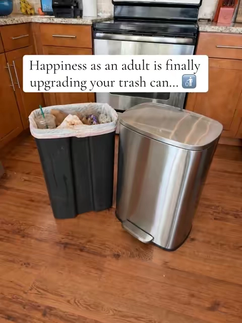 Seriously with we got this sooner 😭 #trashcan #stainlesssteeltrashcan #kitchenessentials #kitchentrashcan #trashbin 