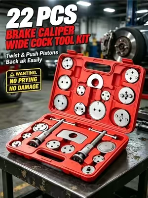 This full set at an insanely low price with free shipping?! Don't miss out!  Twist and compress at the exact same time with zero effort! The ultimate tool for effortlessly rotating rear caliper pistons back in! Perfect dual-pin alignment for stubborn wind-back calipers! Stopped torturing yourself during brake jobs with this game-changer! The absolute cheat code for pushing back caliper pistons effortlessly! Upgraded heavy-duty strength and free shipping—you need this set! 22pc Brake Caliper Compression Tool Set, Heavy Duty Brake Piston Compressor Tool and Wind Back Tool Kit for Brake Pad Replacement, Universal Disc Brake Caliper Tool Set with Red Case #tooltok  #mechaniclife  #GarageGoals  #CarDIY  #BrakeReplacement 