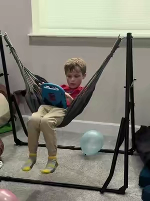 Winter is coming ❄️ and if you have a child with autism or ADHD who LOVES to swing, this indoor swing + hammock is a must! 🙌 It’s foldable, portable, holds up to 350 lbs, and gives my son the perfect sensory input to help him regulate his body. 💙 And yes, you can even use it outside! #autism #adhd #sensoryswing #sensoryplay #specialneeds 