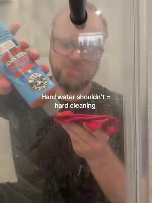 The easiest way to clean your shower glass #chemicalguys #hardwater #cleaningtips #easycleaning #showerglasscleaning 