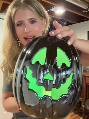 Halloween cuteness with a spooky glow! 🎃👻✨ This illuminated jack-o’-lantern has color-morphing lights that glow from the inside and even has a timer! Such a fun piece for your fall and Halloween decor. ✨ #halloweendecor #falldecor #jackolantern #halloweenfinds @QVC, Inc #QVCLoyaltyProgram