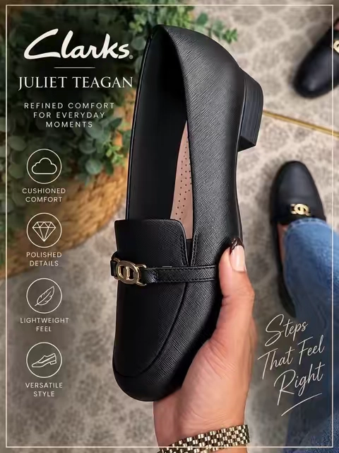 @QVC, Inc A classic black loafer with a little gold hardware? Yeah, that’ll pull an outfit together. 🖤✨ The Clarks Juliet Teagan loafers have a sleek, polished look with an Ultimate Comfort footbed, so you can dress up your jeans without committing to heels. Workdays, errands, dinner plans…these are the shoes you’ll keep reaching for. I linked them right! #clarksshoes #ClarksJulietTeagan #Loafers #WomensLoafers 