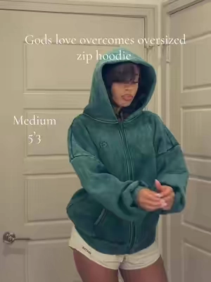 💚 .  #oversizedhoodie #fleecelined  #godsloveovercomes 