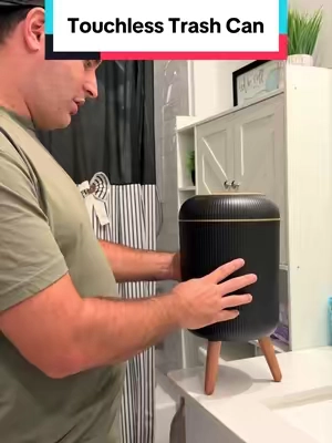 Don’t even have to touch your trash can with this motion sensor one. #touchlesstrashcan #bathroomtrashcan #trashcan #falldealsforyou #tiktokshopfalldealsforyou 