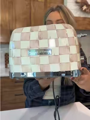 You’re jokinggg.. Now this is a toaster I don’t mind sitting out on the counter! 😍 #mackenziechilds #checkeredprint #kitchendecor #homedecor #kitchenfinds 