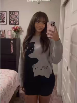 meow #cat #fallsweaters #fallaesthetic #fallfashion #womensfashion 