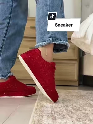 Tenis Rojos con Brillos para Mujer ✨ Sneakers de Plataforma con Pedrería | LUCKY STEP #sneaker #casualoutfits #casualshoes #tenis #tiktokshopstockup 