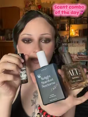 This combo is so good 🤩 Novel perfume by @ALT. Fragrances  Swamp witch rollerball from andromedas curse  Twilight stardust nocturne hair purfume from Autre Soi  #scentcombo #cozyscents #hairperfume #purfumetok #cozy 