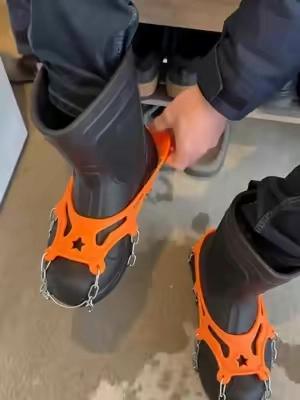 That ice almost sent him straight to the truck 😂❄️ Slip these ice cleats over your boots for better traction on snow and ice. Lightweight, easy to put on, and ready for winter. 
#IceCleats #AntiSlip #WinterGear #SnowGear  #TikTokShop