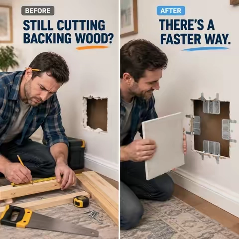 Repairing a small drywall hole shouldn’t turn into another woodworking project. 🛠️
No searching for leftover wood.
No cutting extra support pieces.
Just create a solid backing point and finish the repair like normal. #toolupgrade #drywallrepair #diyrepair #homerepair #homeimprovement #fixit