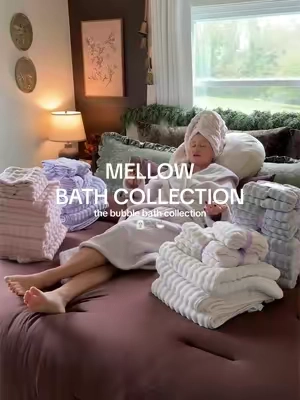 Soooo Mellow does more than just sleep now 🤭🧼✨ @Mellow Sleep  #mellowsleep #mellowbubbletowels #bubbletowels #mellowbathcollection #bathtowelset 