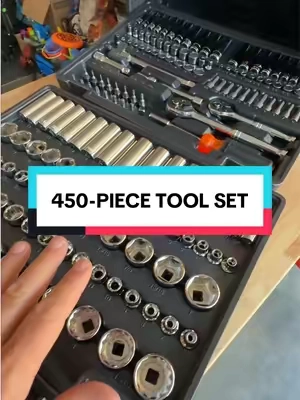 450 pieces in one case is crazy. VEVOR packed this mechanics tool set with standard and metric sockets, wrenches, ratchets, bits, adapters and more. Everything organized and ready to grab when you need it. #mechanictools #toolset #automotivetools #toolbox #carrepair 