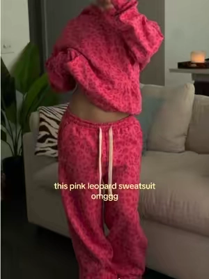 a pink leopard sweatsuit r u kidding?! went 1 size up to a M in both!  #sweatsuit #sweatsuits 