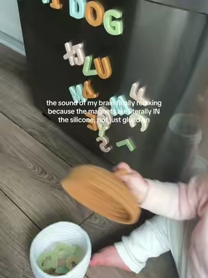 Alphabet magnets that aren't choking hazards and can't scratch my appliances 🙌🏻 @Joycat Toys  #toddlermusthaves #toddlertoys #toysforkids #toddleractivities #learningtoys 