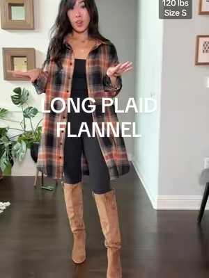 The ultimate fall plaid flannel 🍂❤️ Long, cozy and versatile with pockets—wear it open as a cardigan, style it as a tunic with leggings, or button it up as a flannel dress. One piece, so many cute fall outfits! #PlaidFlannel #FallOutfit #FlannelDress #PlaidShacket #fallfashion 