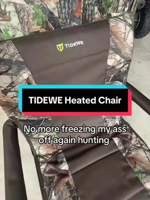 There is no reason to be sitting outside for hours hunting and freezing anymore…just sit in the heated chair 🔥 @tideweofficial #heatedchair #huntinggear #huntingtiktok #huntingseason #huntersoftiktok 