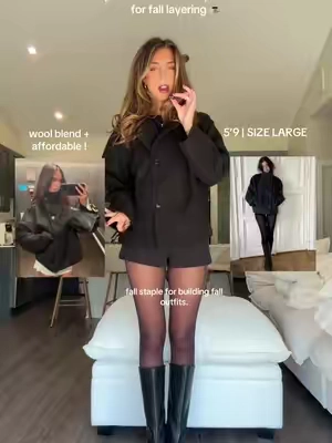 the perfect oversized peacoat for fall layering<3 I’m 5’9 wearing the size large, def size up at least two sizes for a more oversized fit!