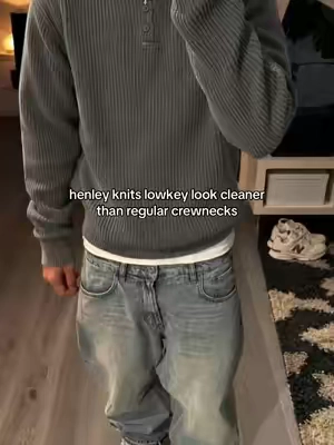 neckline makes this one #sweater #knitwear #henley #fyp #fitcheck 
