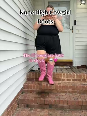 Mid calf friendly knee high cowgirl boots that are THE moment 🔥 #kneehighcowboyboots #midcalfboots #bootsforwomenmidcalf #kneehighbootsoutfit #tiktokshopfalldealsforyou 