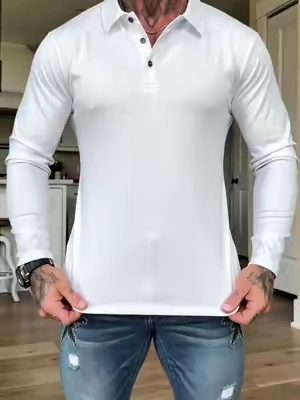 Our best selling long sleeve polo for men is back in stock! Super soft stretch fabric, lightweight and breathable. #menslongsleeve#menstshirt#OOTD#fyp#tiktokshop 