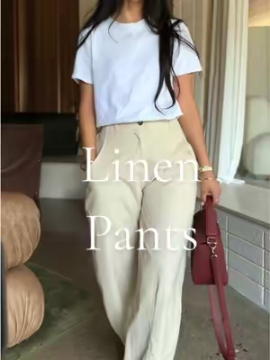 Pants linked above in orange cart 🛒 | 5’2” | 122 lbs | Extra Small | Khaki  #LinenPants #WideLegPants #PetiteStyle #CasualChic #EasyOutfits