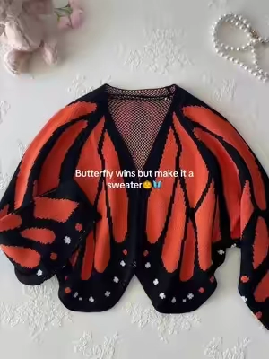 So cute 🦋🥐 #sweater #sweaters #cardigan #whimsical #tiktokshopsummersale 