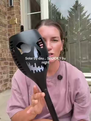 Solar by day… SPOOKY by night! #halloween #halloweensolarlights #halloweendecor #spookyseason #falldealsforyou 