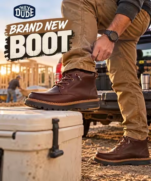@HeyDude HEYDUDE Flint Boot Leather #heydudenewarrivals #heydudeshoes #bluecollar #construction #worklife 