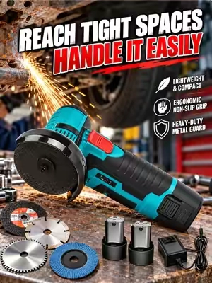 Compact cordless mini angle grinder for cutting, grinding, rust removal. Great for tight‑spot garage and auto repair. Limited‑time free shipping across US.#minianglegrinder #garagetools #mechanictools #diyautorepair #metalcutting     