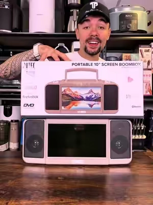 We literally WISHED we had these back in the day.. #portabletv #boombox #speaker #radio 