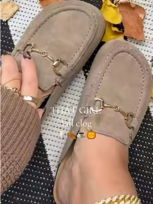 Replying to @Case G00çh is not happy..the horsebit hardware is GIVING 😮‍💨 😍& Moss restocked!! @Cushionaire  #cushionaire #falloutfitinspo #fallclothes #clogs #sliponshoes 