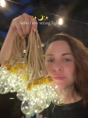 BoHo fairy  string lights on a real rope string! #FairyStringLights #StringLights #SolarLights #SolarStringLights 