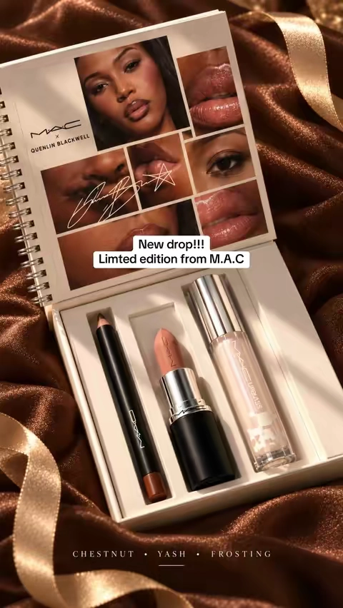 Chestnut liner, Yash lipstick, and Frosting gloss-all together in the MAC Lip Combo by @QuenBlackwell. The packaging alone had me looking twice. # Tap the product to see the set. #MACCosmetics #QuenBlackwell #MACLipCombo #LipCombo #lipstick 