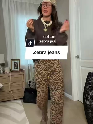 Immediately yes to these zebra jeans #TiktokShopFallDealsForYou #zebraprint ##TikTokShopBlackFriday #tiktokshopcreatorpicks 