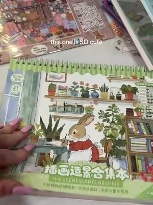 Okay these mini sticker scene books are so relaxing and this one is one of the cutest ones I’ve ever seen 😭😭 the little bunnies omg!! #stickerbooks #crafts #puzzles #cozyhobbies #bunnies 