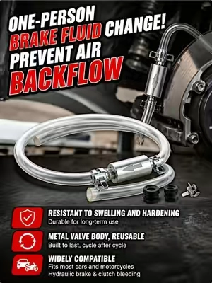 Bleeding your brakes solo just got stupid easy. No helper, no mess - this one-way valve lets fluid out but keeps air from coming back in. Pump, tighten, done.#MechanicHack #CarMaint #DIYAuto #BrakeBleeding #greenish
