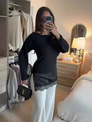 This was my other option for the top! Paired with white satin pants 