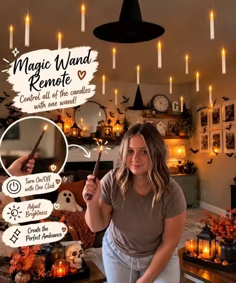 My trick to making our home extra cozy and spooky are these fun hanging candles! #candles #hangingcandles #halloweendecor 