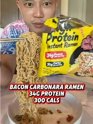 Protein Bacon Carbonara Ramen  300 calories 34g protein @Healspot Food #proteinramen 