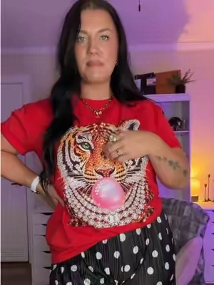 Replying to @Sobermama82383 and it’s so soft! ❤️😍 & real stones make this sparkle like crazy ! #graphictee #layeringoutfits #dopaminesdressing #fashionover30 #tigertee 