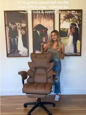 An office chair that is super comfy and reclines 135 degrees.. yes please! 👏🏼 It’s also so pretty! 😍  #officechair #westernhome #officedecor #wfh #workfromhome 