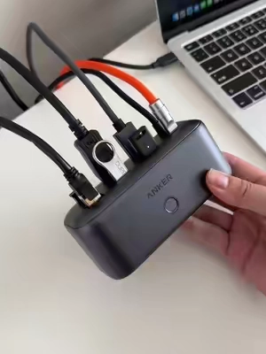 One usb-c cable connects my laptop to my whole desk#tiktokshopfalldealsforyou #dockingstation #desksetup #TechGadgets #techtok 